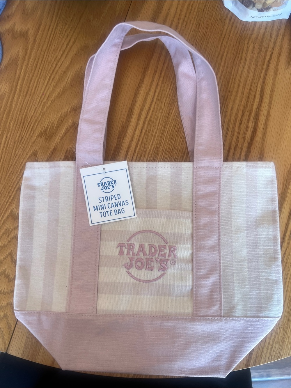 Trader Joe’s Pink Striped Mini Canvas Tote Bag